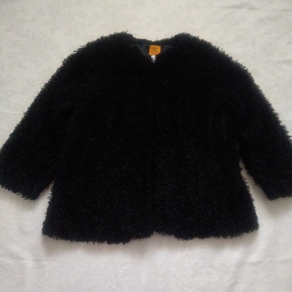 Vintage Jackets & Blazers - Fuzzy eyelash black bomber jacket